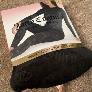 NEW Juicy Couture Velvet Fleece Top and Leggings Set in Black